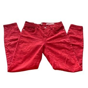 ANTHROPOLOGY High Rise Red Floral Pants